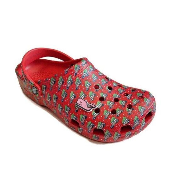 CROCS Classic Vineyard Vines Holiday Clog Sandals Mens Size 9 Womens Size 11 Red - Picture 1 of 8